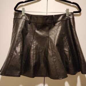 Women's Black Vegan Leather Skort